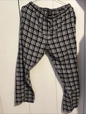 Hanes Black and White Plaid Jogger Lounge Pants
